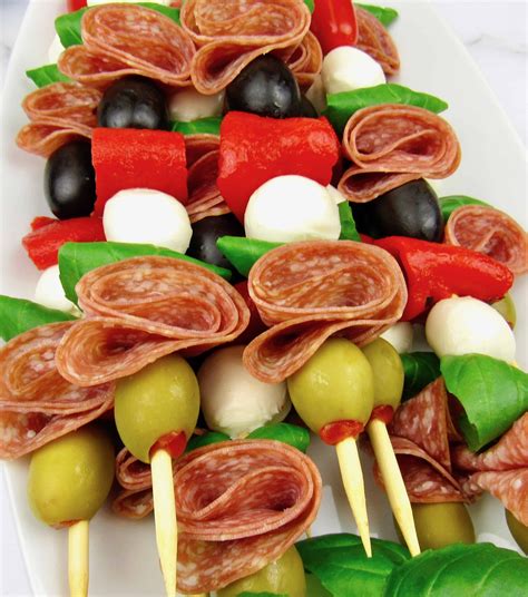 Italian Antipasti Skewers - Keto/Low Carb Serve these festive colorful Italian antipasti sk ...