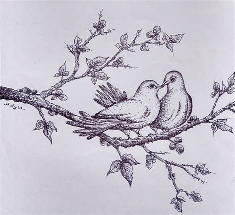 Love Birds Pencil Sketch | Love birds drawing, Abstract sketches, Bird ...