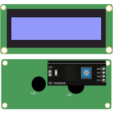 16x2 LCD with IIC module | Free SVG