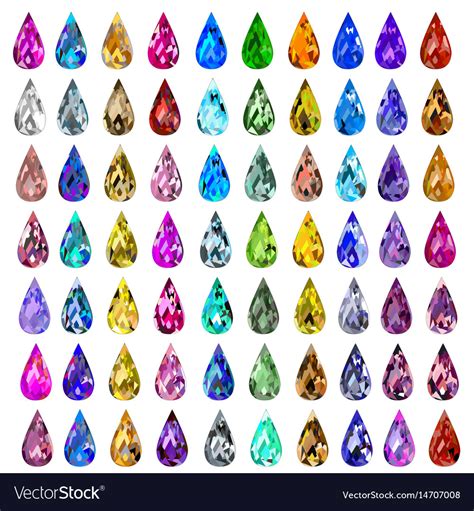 Set of precious stones different colors Royalty Free Vector