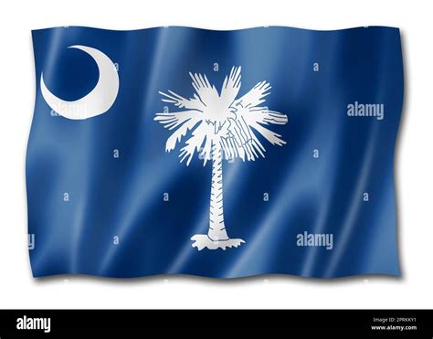 South Carolina flag, united states waving banner collection. 3D ...