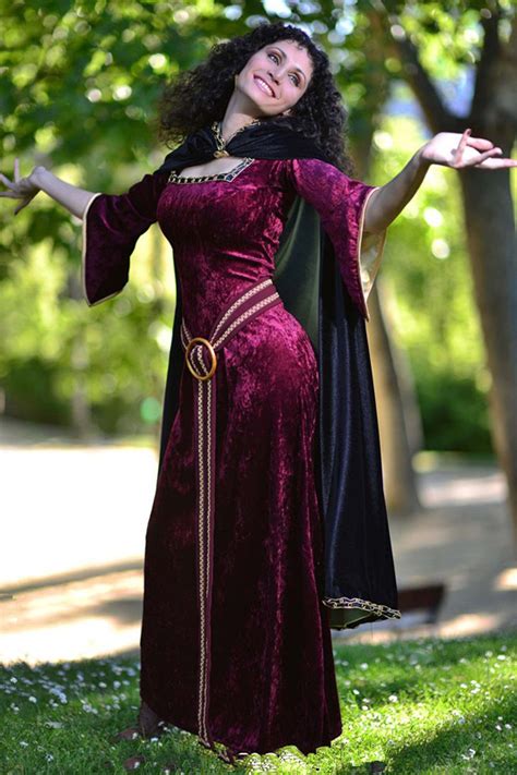 Tangled Mother Gothel Costume,Mother Gothel Cosplay Dress with Cape - Women