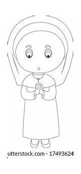 Nun Coloring Page Cartoon Vector Art Stock Royalty Free  sketch template