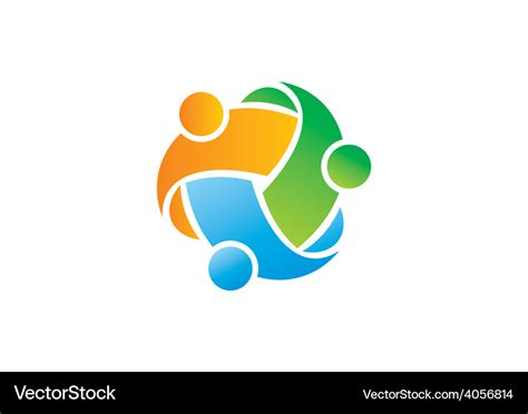 Circle three abstract people diversity logo Vector Image