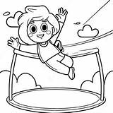 Trampoline Jumping Kids Coloring Page 60563 47962 sketch template