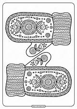 Free Printable Warm Knitted Mittens Coloring Page sketch template
