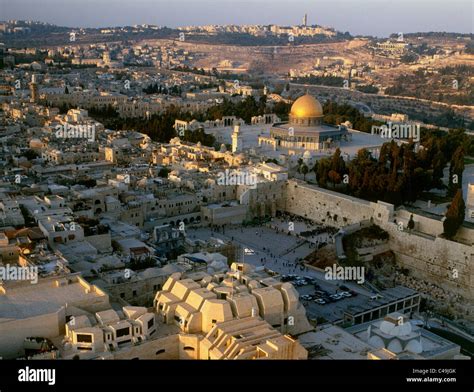 Aerial photograph of the western wall and the Temple mount in the old Stock Photo, Royalty Free ...