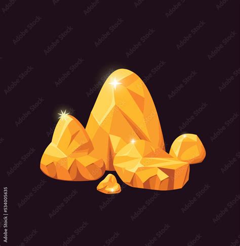 Gold stone, vector illustration golden nugget, gold nugget clipart ...