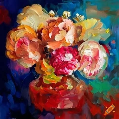 Vibrant oil painting of oversized flowers