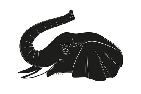 Premium Vector | Hand drawn elephant head silhouette