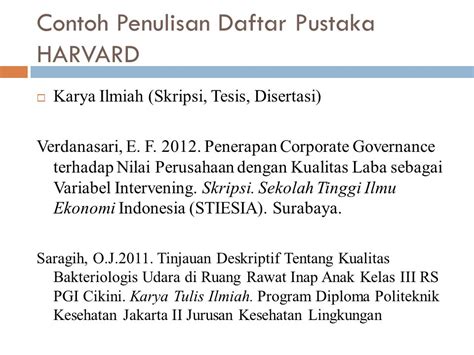 Cara Menulis Daftar Pustaka Dari Skripsi Harvard Style - Satu Trik