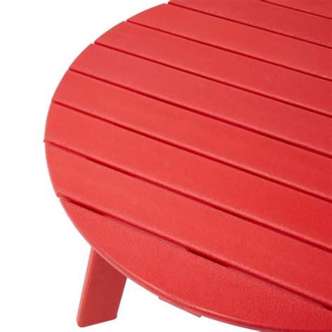 Glitzhome Adirondack Patio Round Coffee Table 19 Inch Height HDPE Weather Resistant (Red), 1 ...