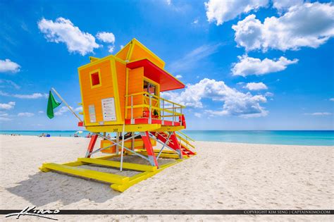 Yellow Orange Lifeguard Tower South Beach Miami Florida | HDR Photography by Captain Kimo