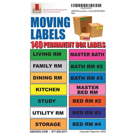 Uboxes Multi-Colored Moving Labels Identify Moving Box Contents, 140 ...