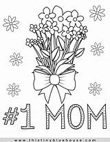 Coloring Mothers Printable Mother Bouquet Color Flowers Mom Sketch  sketch template