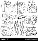 Christmas gift boxes Collection For coloring Vector Image sketch template