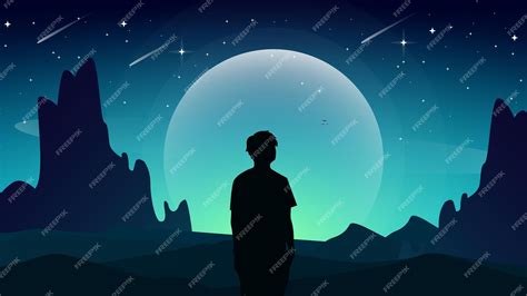 Premium Vector | Alone walpaper. silhouette of a person in the night. alone man wallpaper 4k ...