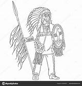 Coloring Page With Native American indian Man Stock Vector By ©Sybirko  sketch template
