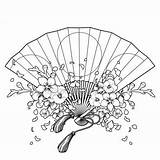 Japanese Fan Coloring Page Sketch sketch template
