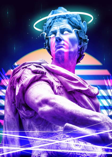 'Julius Caesar Synthwave' Poster, picture, metal print, paint by Aliigal Artwork | Displate