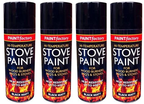 4 x Heat Resistant Matt Black Spray Paint Stove High Temperature paint 400ml | eBay