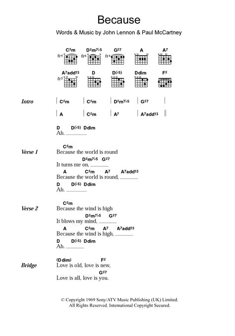 Because by The Beatles - Guitar Chords/Lyrics - Guitar Instructor