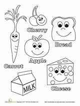 Healthy Food Coloring Page  PDF sketch template