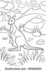 Coloring Pages Mother Kangaroo Her Little 스톡 벡터로열티 프리 696843295  sketch template