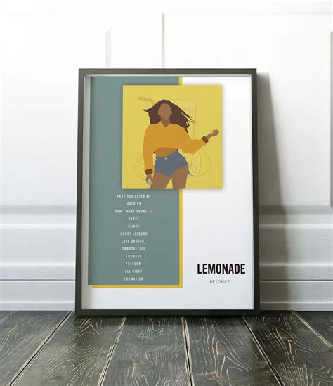 Lemonade Tracklist - Beyonce Album Cover – Poster - Canvas Print - Wooden Hanging Scroll Frame ...