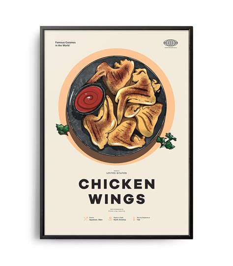 Mid-century modern Chicken Wings recipe poster - Weekend Poster