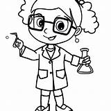 Coloring Page Scientist Girl · Creative Fabrica sketch template