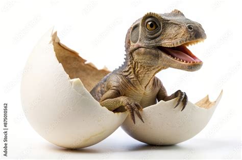 Baby Dinosaur Hatching from Egg - A cute baby dinosaur hatching from an ...