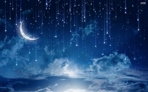 Night Sky Stars Moon Wallpaper