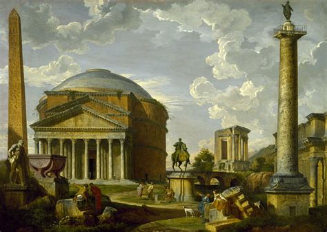 File:Giovanni Pauolo Panini - Fantasy View with the Pantheon and other Monuments of Ancient Rome ...