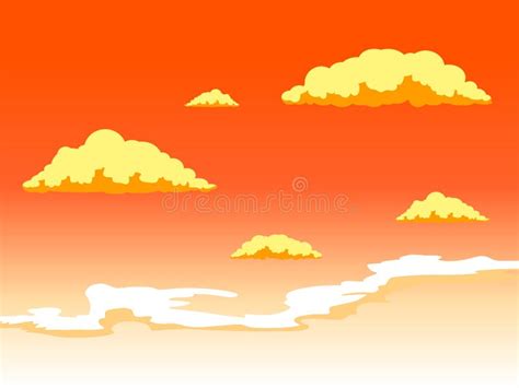 Sunset Sky with Clouds Vector Illustration Stock Vector - Illustration ...