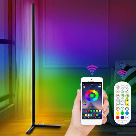 Kydely Corner Standing Floor Lamps, RGB Color Changing Smart LED Floor Lamp Controlled by APP ...