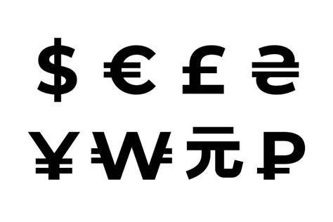 Currency symbols set with names Royalty Free Vector Image