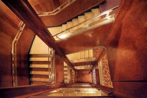 Art Deco-Era Staircase, RMS Queen Mary | Art deco, Art deco era, Art deco architecture