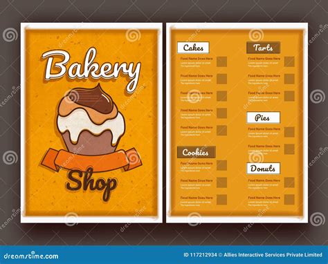 Bakery Shop Menu Card Design. Stock Illustration - Illustration of ...