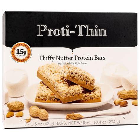 Proti-Thin Fluffy Nutter Protein Bar, 15g Protein, Low Carb Diet Bar, High Fiber Snack Bar, KETO ...