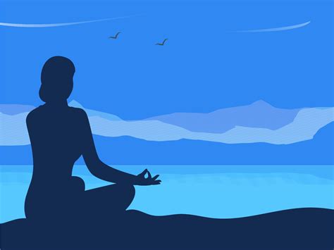 Beautiful poster or banner design with silhouette of woman in Meditation pose on mountain view ...