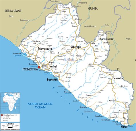 Detailed Clear Large Road Map of Liberia - Ezilon Maps