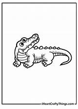 Crocodiles Coloring Pages Simple Drawing Free Printable sketch template