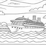 Cruise Ship On The Ocean Coloring Page · Creative Fabrica sketch template