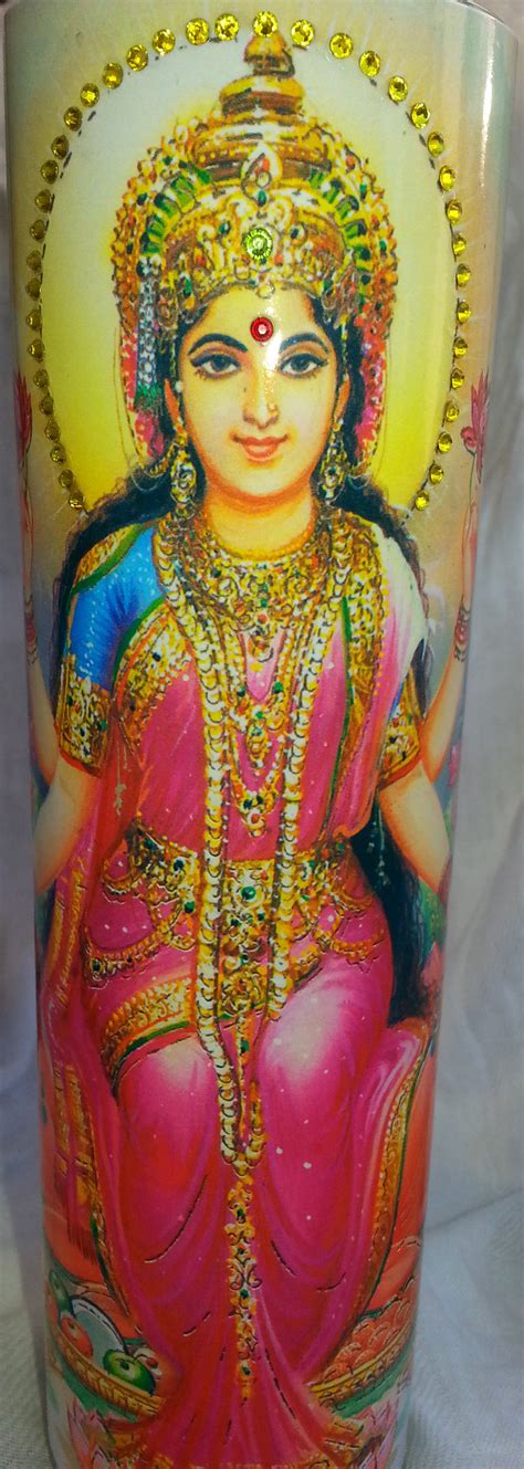 Lakshmi Goddess of Wealth Mantra Meditation Candle embellished with Sw ...