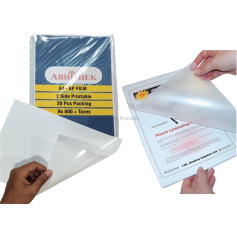 A4 AP FILM 20 Sheets + 20 PCS A4 350 MIC LAMINATION POUCH FOR ID CARDS – Abhishek Products