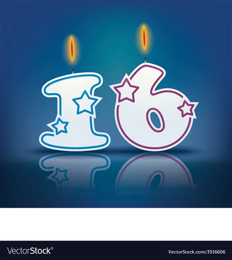 Birthday candle number 16 Royalty Free Vector Image