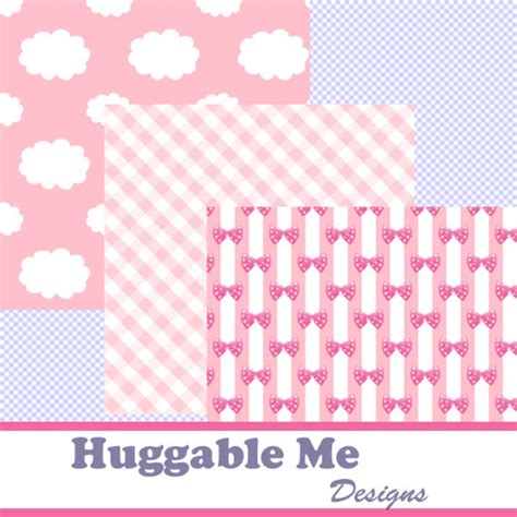 Baby Girl Scrapbook Paper Pink Hearts Polka Dots Stripes Floral Chevron Digital Download for ...