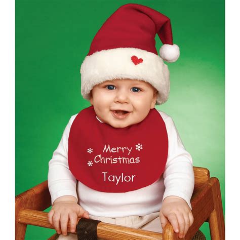 Promising merry memories and adorable photos, this soft fleece personalized baby Christmas hat ...