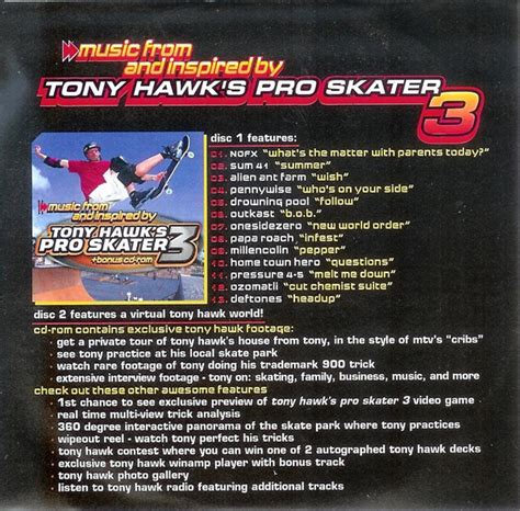 Music From And Inspired By Tony Hawk's Pro Skater 3 (2001, CDr) | Discogs